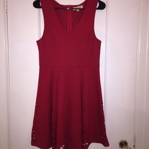 Red Scuba Cut-out Skirt Fit & Flare